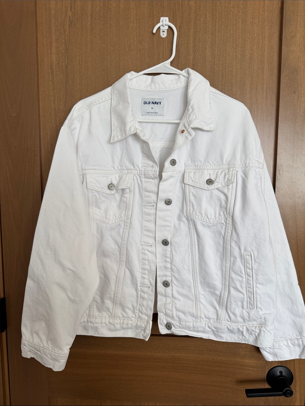 Old Navy White Denim Trucker Jacket - Women's Button-Front